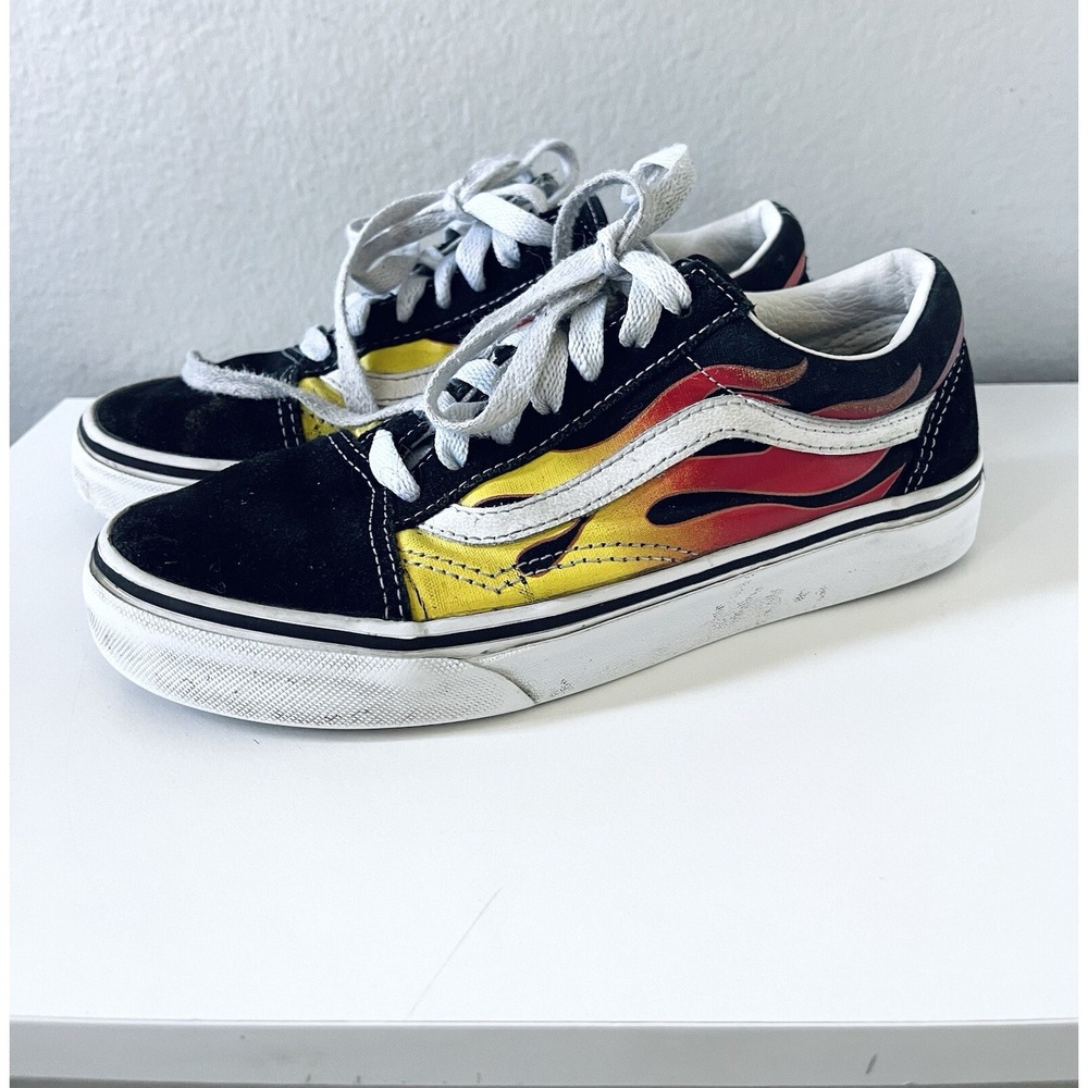 Vans Old Skool Flame Shoes Men's 4 Women's 5.5 Black White Skate Sneakers‎ Youth